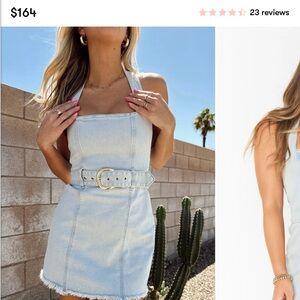 Show Me Your MuMu halter denim dress. Size Small but can fit an XS.